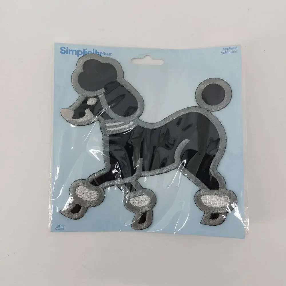 Simplicity Black Poodle Dog Applique Clothing Iron Costume
